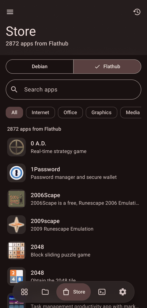 The store, switched to Flathub