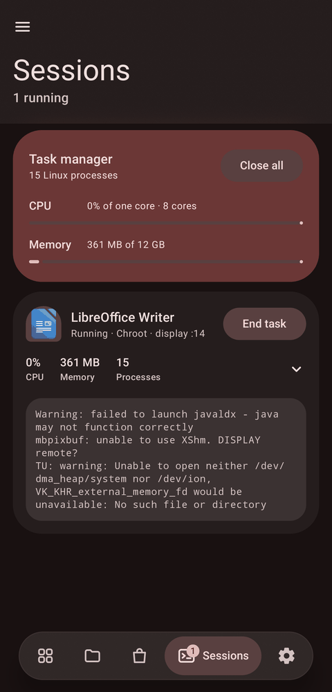 Tessera's task manager